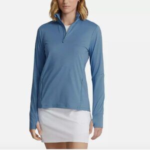 RLX Ralph Lauren Golf Long Sleeve Top M Shirt Zip Wicking Blue Jersey Pullover